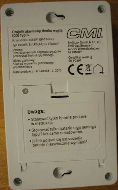 Rilevatore di monossido di carbonio «Carbon Monoxide Alarm» — foto 3 dell'alert A12/1942/14