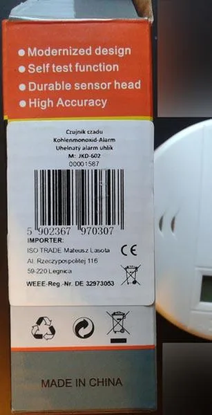 Rilevatore di monossido di carbonio «Carbon Monoxide Alarm» — foto 2 dell'alert A12/1093/17