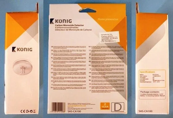 Rivelatore di monossido di carbonio «Carbon Monoxide Detector» (König)