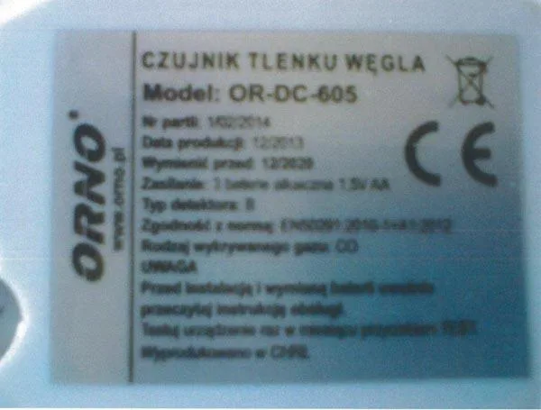 Rilevatore di monossido di carbonio «Carbon Monoxide Detector» — foto 2 dell'alert A12/0409/15