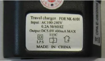 Caricabatterie da viaggio per NK-6101 (CPA)