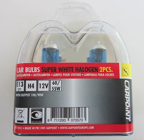 Lampadina leggera «CARPOINT halogen super white H4» — foto 1 dell'alert INFO/00005/21
