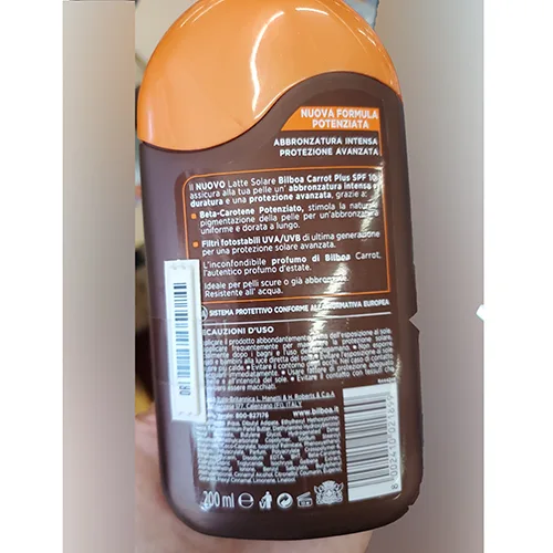 Protezione solare «Carrot Plus Latte solare protezione 10 bassa» (BILBOA)