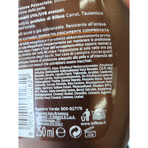 Protezione solare «Carrot Plus Latte solare protezione 15 media» — foto 2 dell'alert A12/02216/24