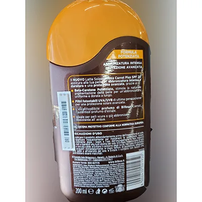 Protezione solare «Carrot Plus Latte solare protezione 20 media» (BILBOA)