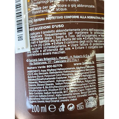 Protezione solare «Carrot Plus Latte solare protezione 20 media» — foto 2 dell'alert A12/02347/24