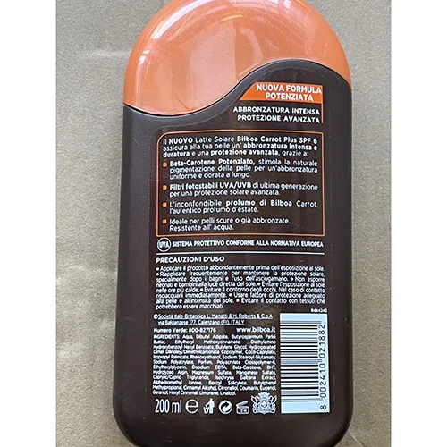 Crema solare «Carrot Plus latte solare protezione 6 bassa» (BILBOA)