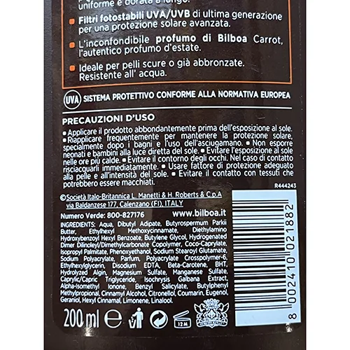 Crema solare «Carrot Plus latte solare protezione 6 bassa» — foto 2 dell'alert A12/02050/24