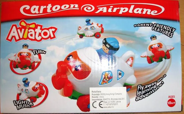 Giocattolo a batteria — aereo «Cartoon Airplane - Aviator» — foto 2 dell'alert A12/1836/14