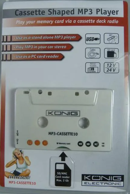 Lettore MP3 con caricabatterie «Cassette shaped MP3 player» (König)