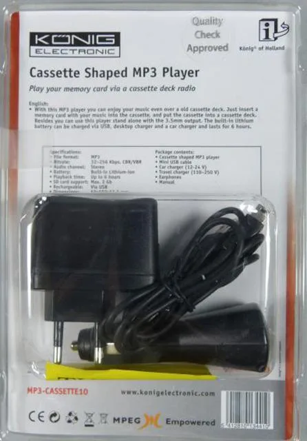 Lettore MP3 con caricabatterie «Cassette shaped MP3 player» — foto 2 dell'alert A12/1740/14