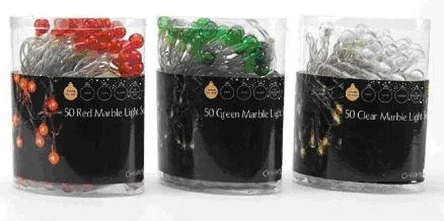 Catena di illuminazione – 50 luci di marmo trasparenti/rosso/verde — foto 1 dell'alert 1661/09