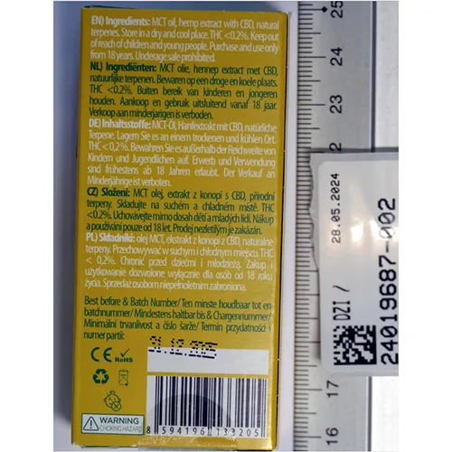 Cartuccia di sigaretta elettronica «CBD CARTRIDGE with Hemp Extract ENERGIZE» — foto 2 dell'alert A12/01719/24