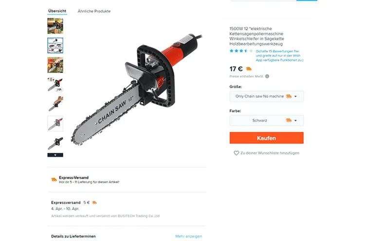 Attacco motosega «CHAIN SAW 12", Kettensägeblatt für Winkelschleifer beworben» — foto 1 dell'alert A12/01039/22