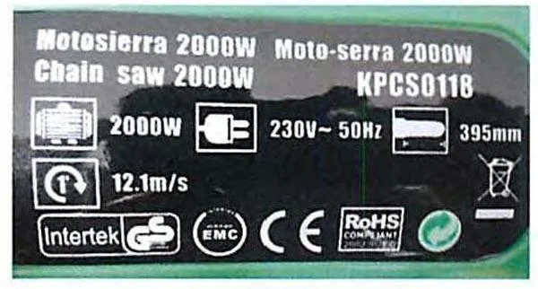 Motosega elettrica «Chain Saw 2000W» — foto 2 dell'alert A12/0478/16
