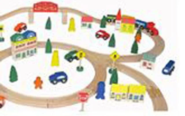 Set di treni in legno «Children's 100 PC Wooden Train Set» (Buydirect4u)
