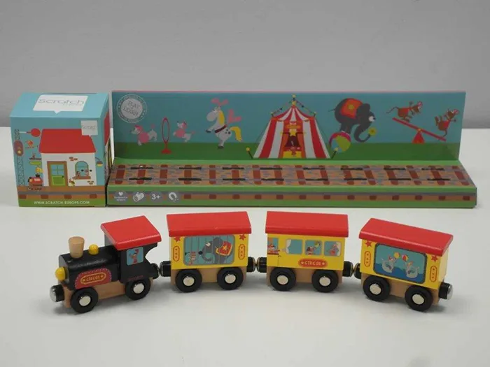 Treno giocattolo in legno «Circus Train» (Scratch)