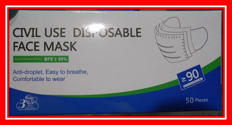 Maschera filtro antiparticolato «Civil use disposable face mask» — foto 3 dell'alert A12/01074/20