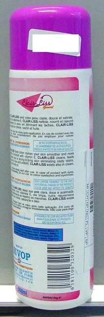Prodotto schiarimento della pelle «Clair Liss Génial toning body lotion with vitamin E» — foto 2 dell'alert A12/1451/14