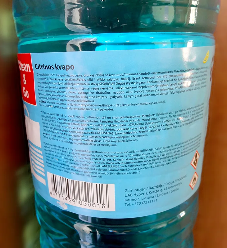 Liquido di lavaggio del parabrezza «Clean&Go» — foto 2 dell'alert A12/00434/20
