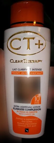 Prodotto schiarimento della pelle «Clear Therapy, extra lightening lotion carrot oil» — foto 1 dell'alert A12/1637/18