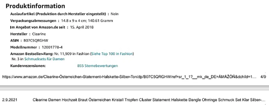 Collana e orecchini set «Clearine Damen Hochzeit Braut Osterreichen Kristall Tropfen Cluster Statement Halskette …» — foto 5 dell'alert INFO/00040/22