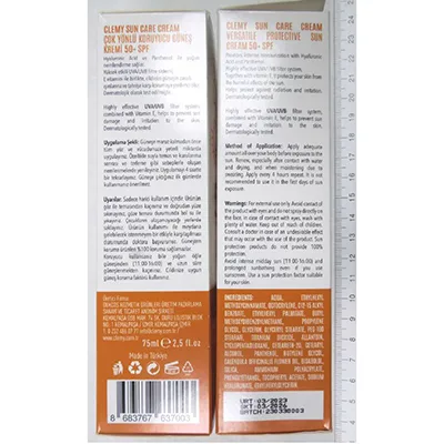 Crema solare «Clemy Sun Care Cream» — foto 2 dell'alert A12/03209/24