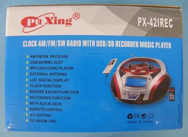 Radio portatile «Clock AM/FM6SW Radio with USB/SD Recorder Music Player» — foto 2 dell'alert A12/0687/15