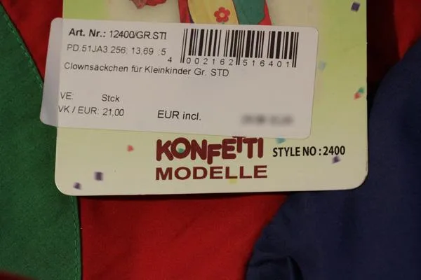 Costume dei bambini «Clownsäckchen für Kleinkinder» — foto 2 dell'alert A12/0430/19