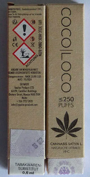 Sigaretta elettronica usa e getta «Coco Loco ≤ 250 PUFFS Cannabis Sativa L.» (YPSILOS)