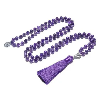 Collana «Collier chapelet en améthyste naturelle nouée de 8mm, 108 Japa Mala, bijou pour hommes e…» — foto 1 dell'alert SR/04235/25