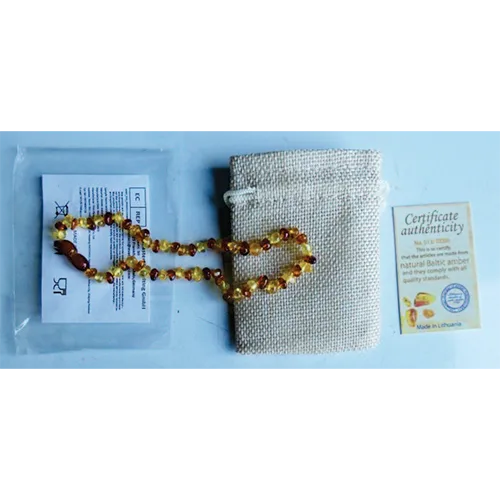 Collana dentizione «Collier de dentition en ambre baltique véritable pour bébé, bijoux en ambre irrégulier»