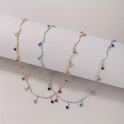Collana «Collier En Alliage Doré Ou Argenté Avec Pendentif En Franges Et Strass Bohème, Chaîne De…» — foto 4 dell'alert A12/02551/24