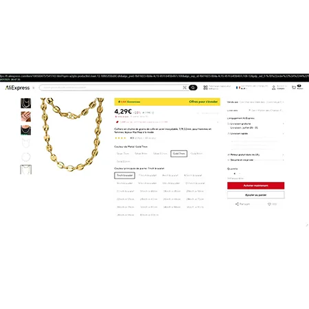 Bracciale «Colliers en chaîne de grains de café en acier inoxydable»