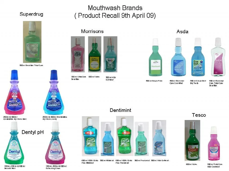Collutorio (vari tipi) (Dentimint, Dentyl, Asda, Morrisons, Superdrug and Tesco)