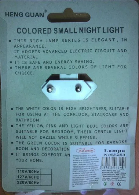 Luce notturna &amp; #13; &amp; #13; «Colored Small Night Light» — foto 1 dell'alert A12/0421/13