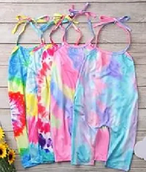 Tuta per bambini «Combinaison en coton pour petites filles, sans manches, col licou, imprimé floral, teint…»