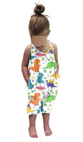 Tuta senza maniche per bambini «Combinaisons Fille sans manche été barboteuse shorts salopette enfant fille 1-6 ans tenu…» (Bxstidho)