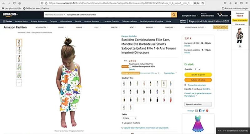 Tuta senza maniche per bambini «Combinaisons Fille sans manche été barboteuse shorts salopette enfant fille 1-6 ans tenu…» — foto 4 dell'alert A12/00151/22