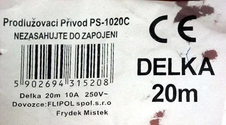 Cord extension set 10A, 250V, 20m. — foto 2 dell'alert 0696/05