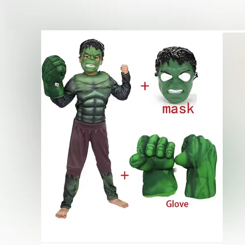 Costume da fancy-dress «Costume de super héros Hulk cosplay musculaire masque gants en peluche vetements d'Hallo…»