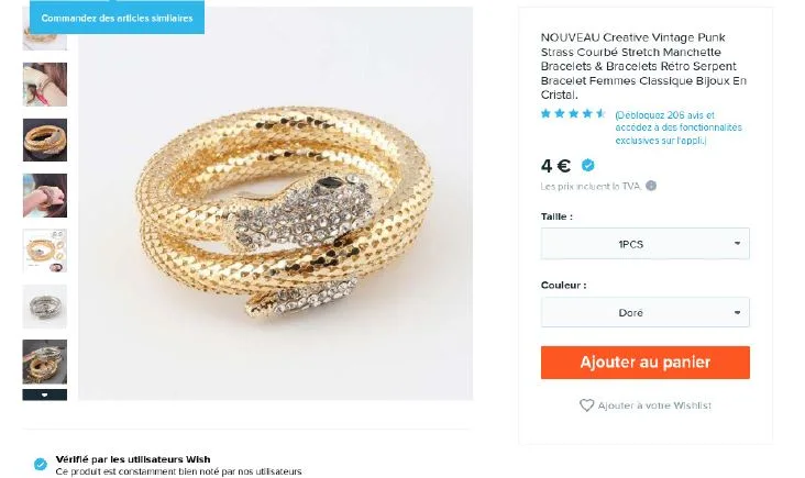 Bracciale «Creative Vintage Punk Strass Courbé Stretch Manchette Bracelets &amp; Bracelets Rétro Se…» — foto 1 dell'alert A12/01692/21