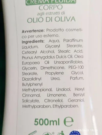 Lozione per il corpo «Crema fluida corpo agli estratti di olio d'oliva» — foto 3 dell'alert A12/02924/23