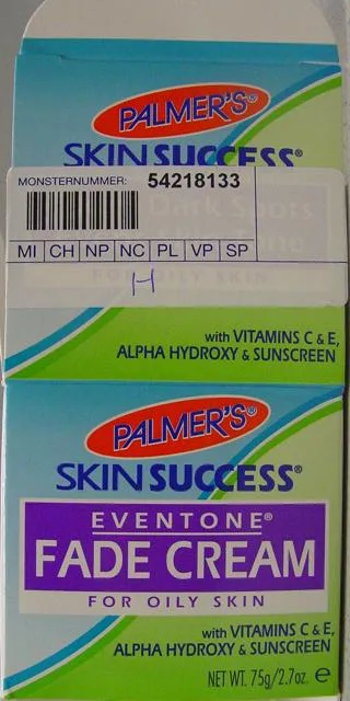 Crema per schiarire la pelle e #13; 
1)Palmer's Skin Success E — foto 4 dell'alert 0578/11