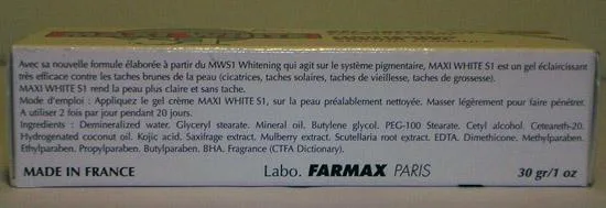 Crema schiarente – Maxi White S1 Gel Crema schiarente – formula forte — foto 2 dell'alert 1303/07