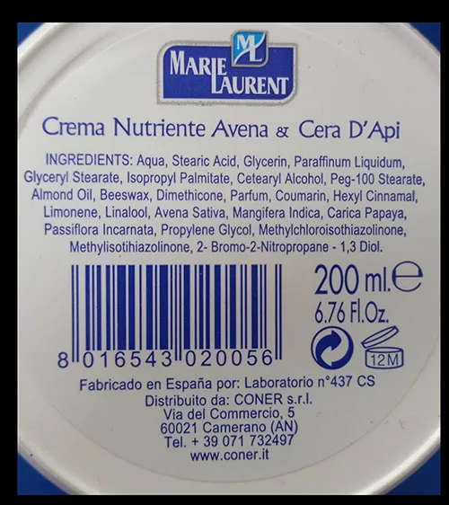 Crema per il corpo «Crema Viso NUTRIENTE Avena &amp; Cera D'Api» — foto 3 dell'alert A12/01506/22