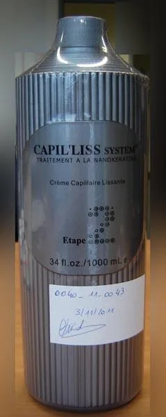 Prodotto di raddrizzamento dei capelli «Crème capilaire lissante - traitement à la nanokeratine - fort - étape 2» — foto 4 dell'alert A12/0469/16