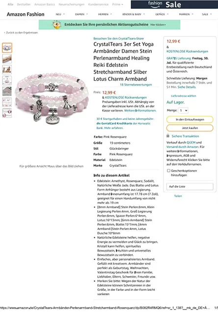 Bracciale «CrystalTears 3er Set Yoga Armbänder Damen Stein Perlenarmband Healing Reiki Edelstein St…» — foto 5 dell'alert INFO/00075/22