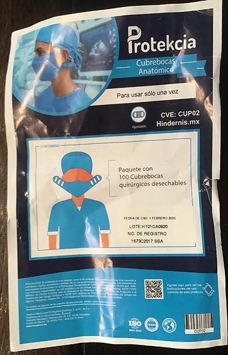 Maschera filtro antiparticolato «Cubrebocas anatomico» — foto 2 dell'alert A12/00776/20