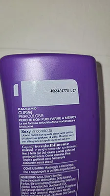 Balsamo per capelli «Curve pericolose» — foto 3 dell'alert A12/02028/23
